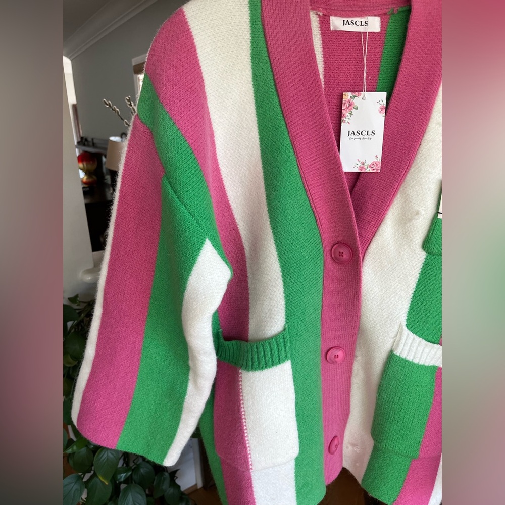 JASCLS Striped Cardigan. Size medium. New with tags. - Picture 2 of 9